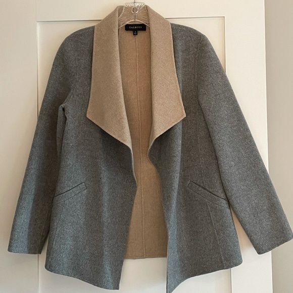 Talbots Jackets & Blazers - Talbots Gray and Camel Wool Open Blazer